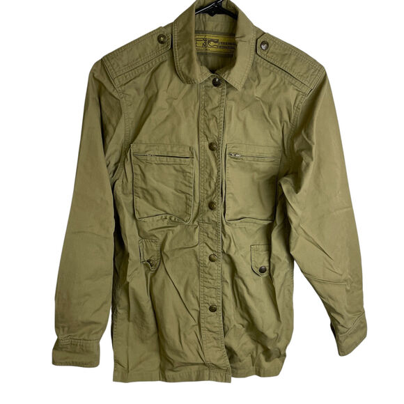 Vtg L'Esquimau International Womens Shirt 40 Khaki French Safari Hunting Snap - Picture 1 of 10